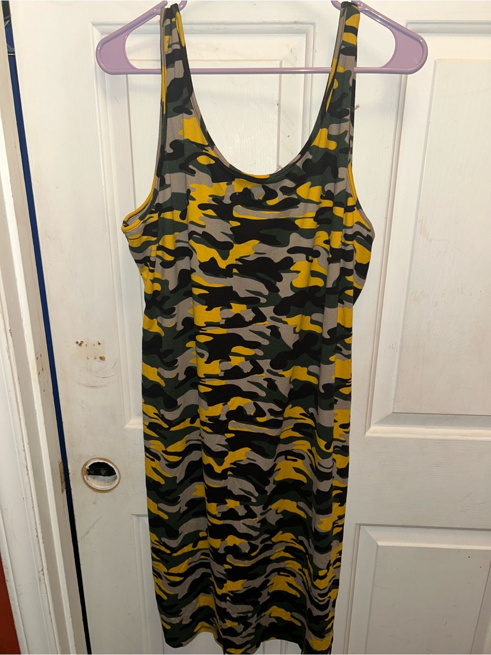 Absolutely Camo Midi Dress - Yellow, Green & Black